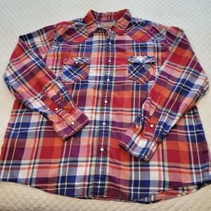 Red Camel Men's XXL Plaid Pearl Snap Long Sleeve
